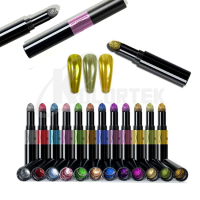 No brand custom pure art diamond magic mirror 12 colors private label air cushion reusable nail art polish brush pens